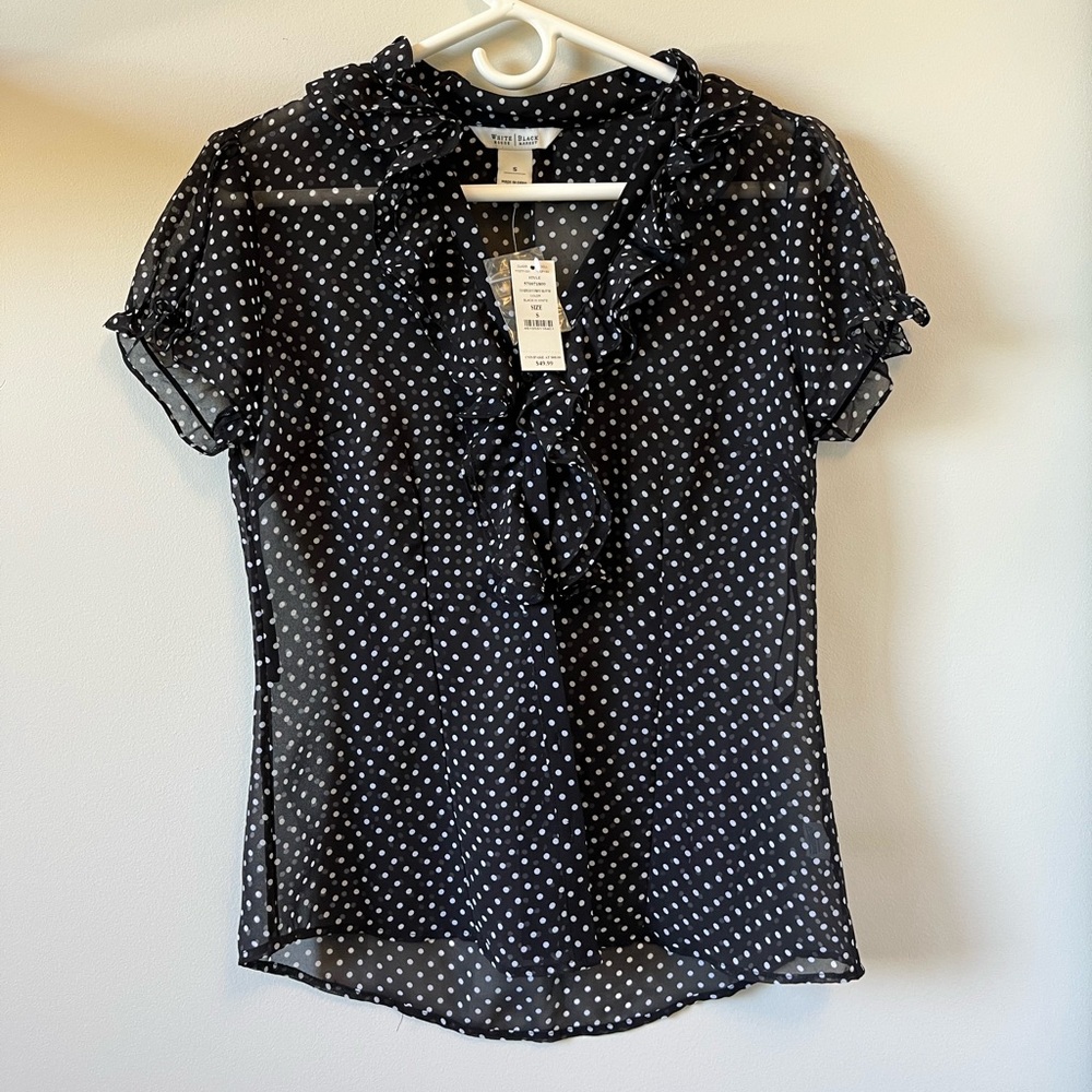 White House Black Market Sheer Ruffled Blouse